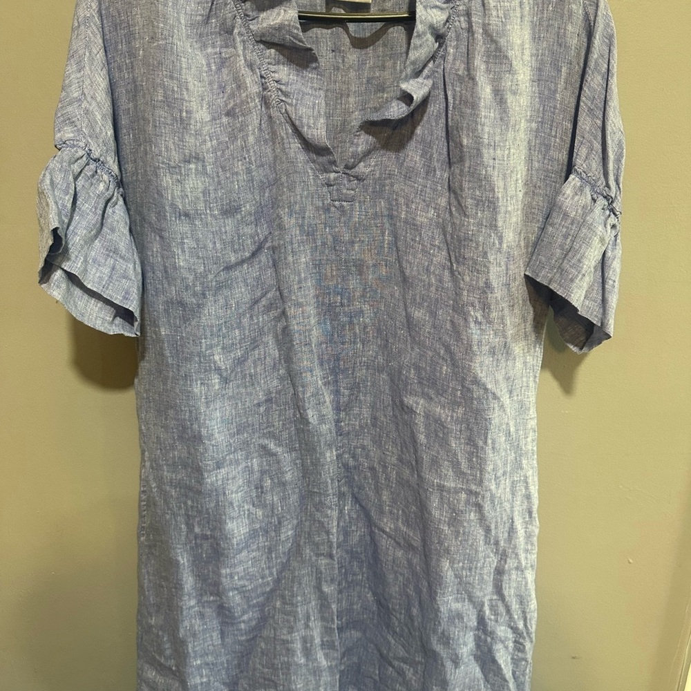 Finley Chambray Blue Casual 100% Linen Dress